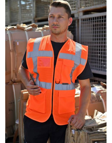 Vestă de lucru multifuncțională din plasă